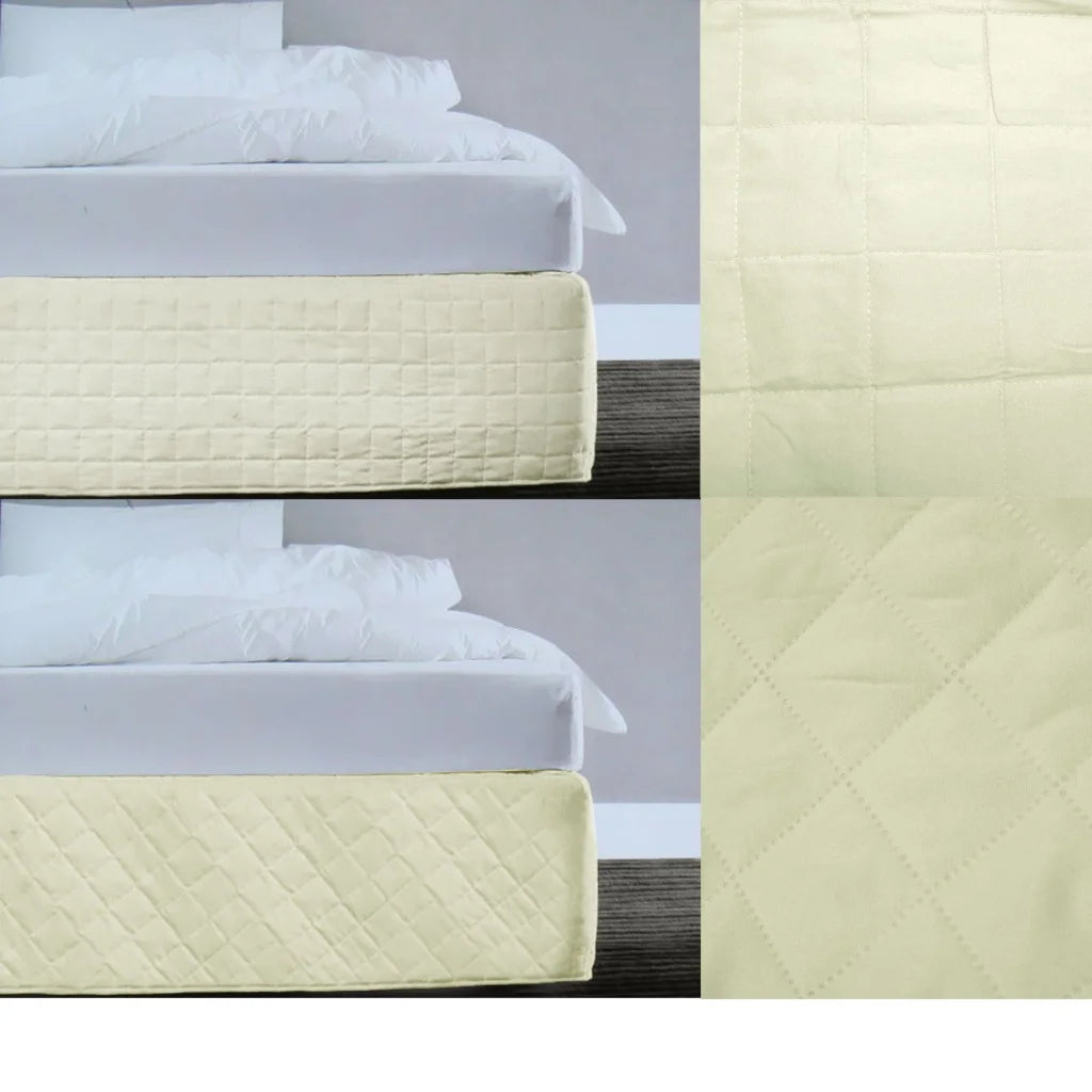 Random Pattern Quilted Valance Cream Queen - Artex - Home &