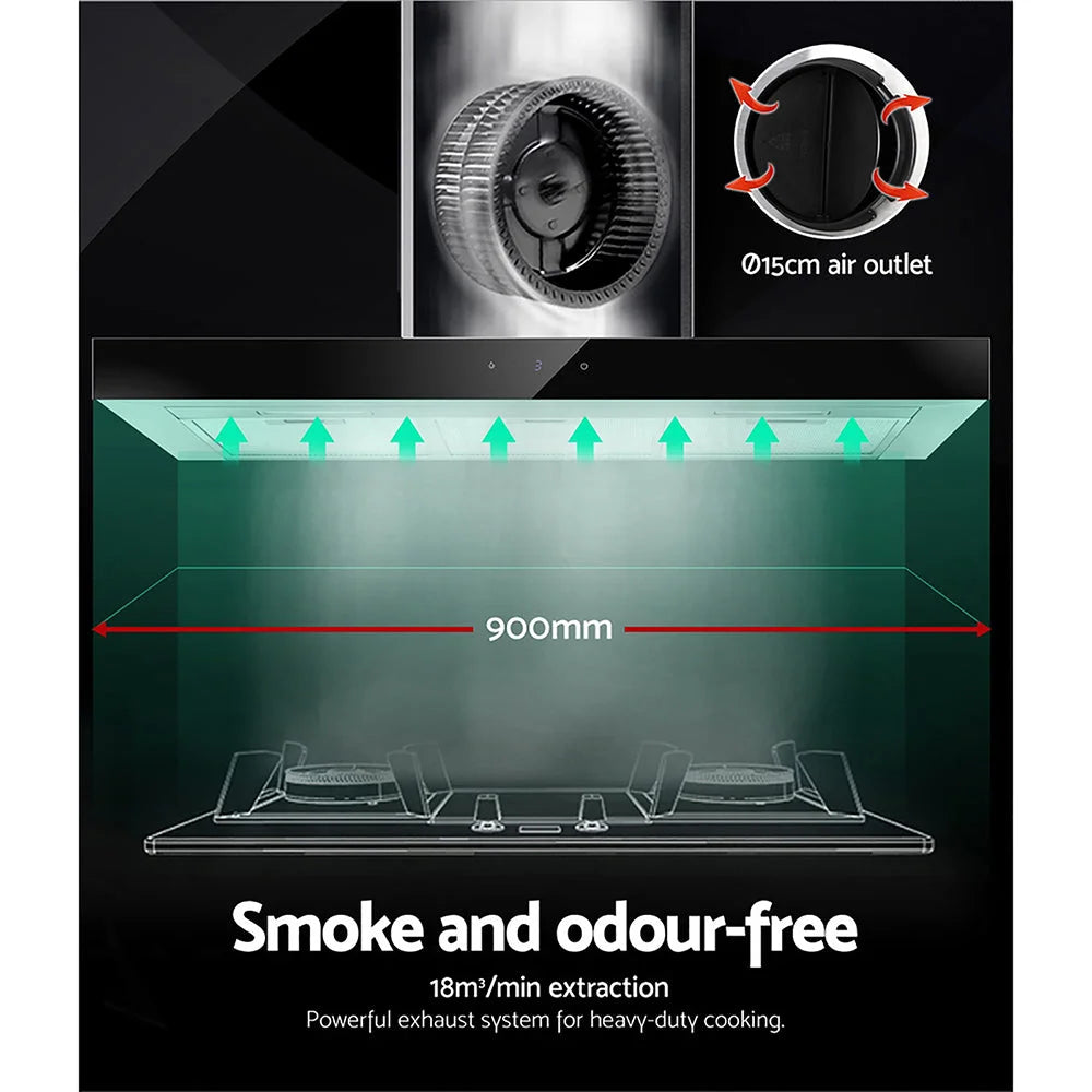 Range Hood 900mm Rangehood 90cm Stainless Steel Glass