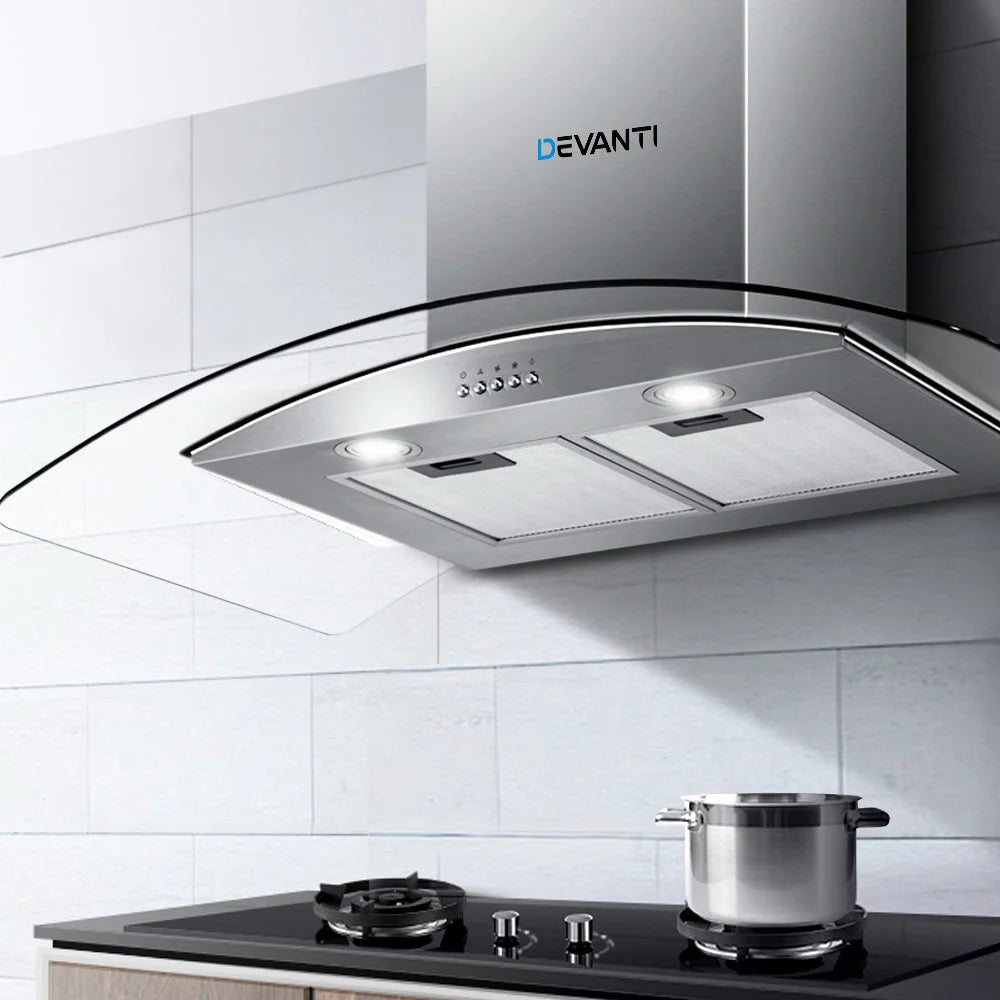 Range Hood 900mm Rangehood Kitchen Stainless Glass Canopy
