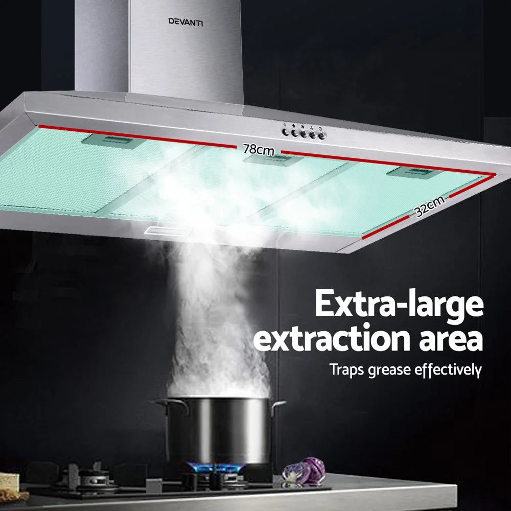 Range Hood 90cm 900mm Kitchen Canopy Stainless Steel Wall