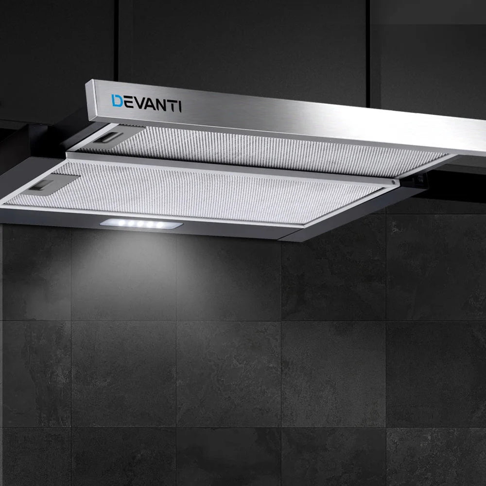 Range Hood Stainless Steel Slide Out Kitchen Canopy 60cm