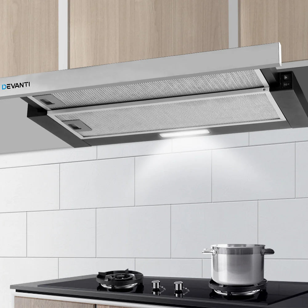 Range Hood Stainless Steel Slide Out Kitchen Canopy 60cm