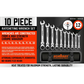 Ratchet Spanner Set 10Pc Flexible Head Metric Wrench CRV
