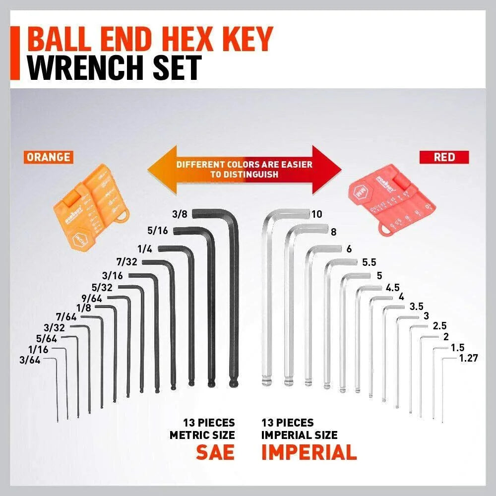 Ratchet Wrench Set 48-Piece Metric SAE Allen Hex Key