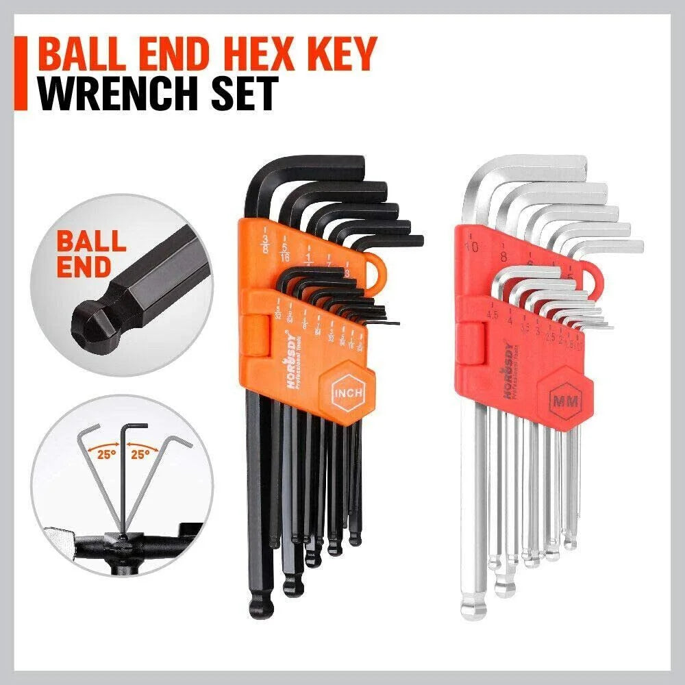 Ratchet Wrench Set 48-Piece Metric SAE Allen Hex Key