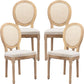 Rattan Dining Chairs 4X with Solid Wood Legs - Beige
