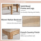 Rattan Dining Chairs 4X with Solid Wood Legs - Beige