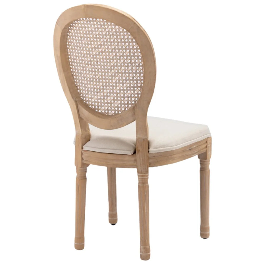 Rattan Dining Chairs 6X with Solid Wood Legs - Beige