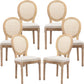 Rattan Dining Chairs 6X with Solid Wood Legs - Beige