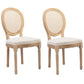 Rattan Dining Chairs 8X with Solid Wood Legs - Beige