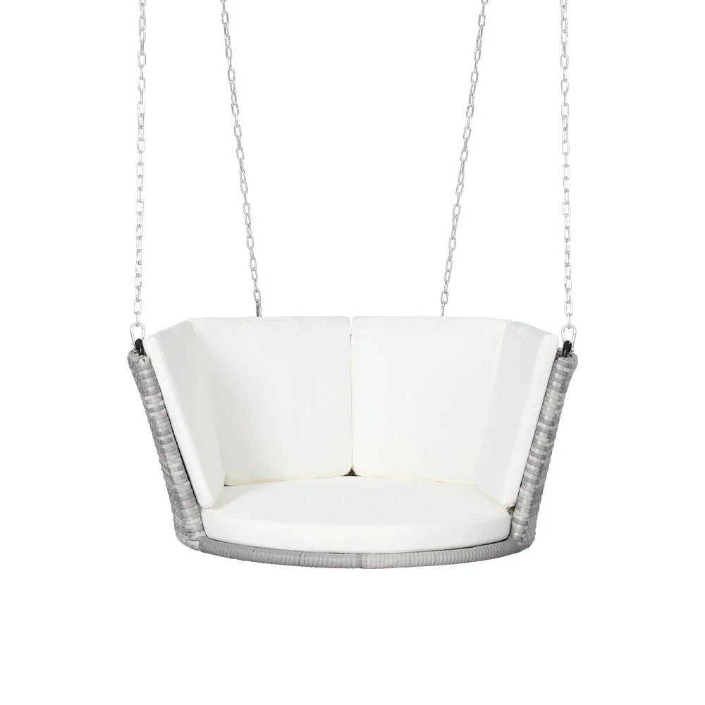 Rattan Porch Swing Chair with Chain and Cushion Outdoor
