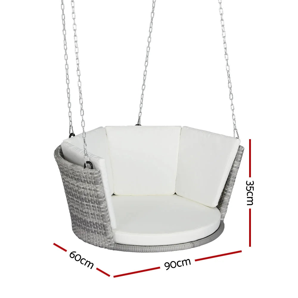 Rattan Porch Swing Chair with Chain and Cushion Outdoor