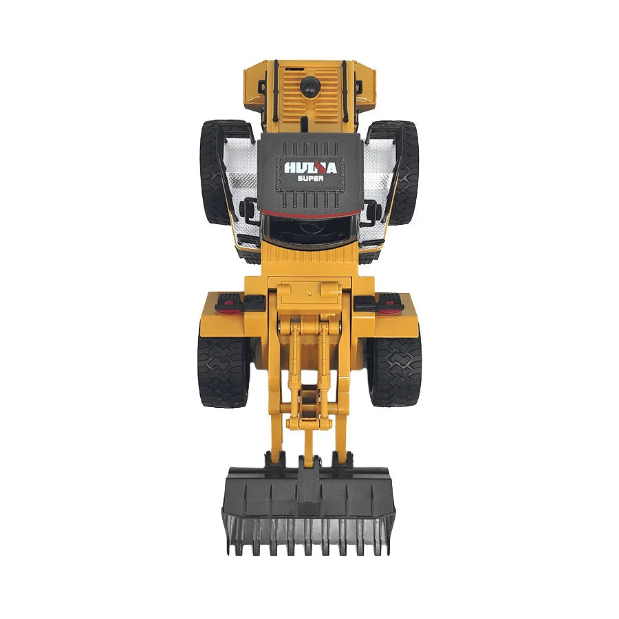 Rc bulldozer attachment with caster wheels and side handle rail