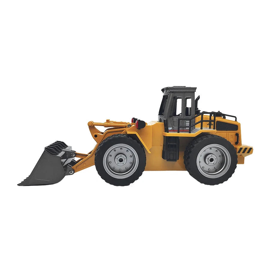 Remote control bulldozer frame with assembled base supports and lower rails