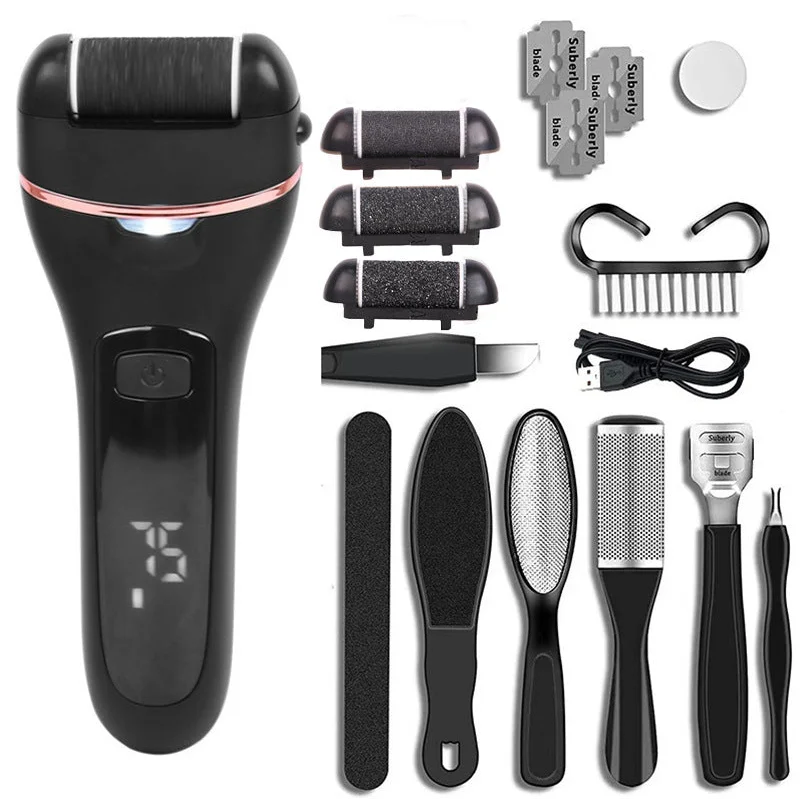 Rechargeable Electric Foot File with LCD Display - 3 Grit