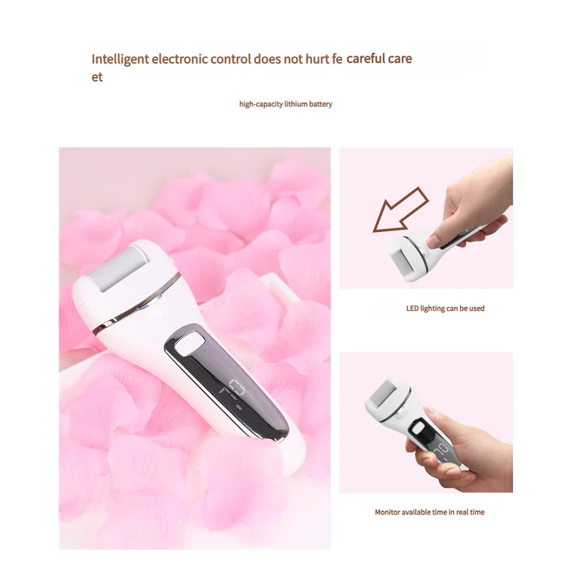 Rechargeable Electric Foot File with LCD Display - 3 Grit