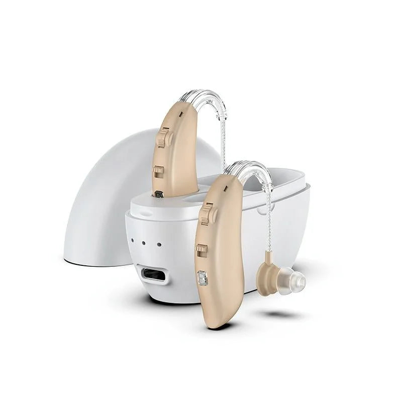 Rechargeable Hearing Aid Amplifier With Charging Pod Skin