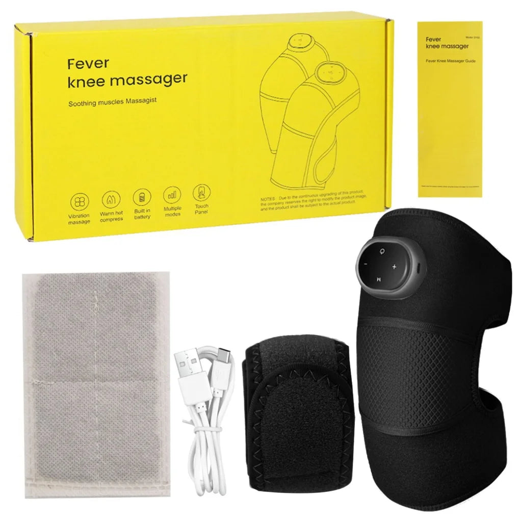 Rechargeable Heated Knee Massager Brace with Vibration &