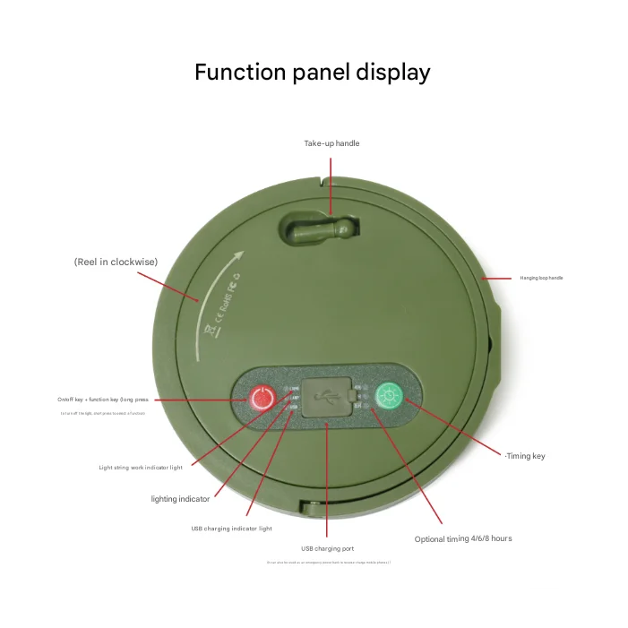 Rechargeable LED Camping Light with 10m Retractable String