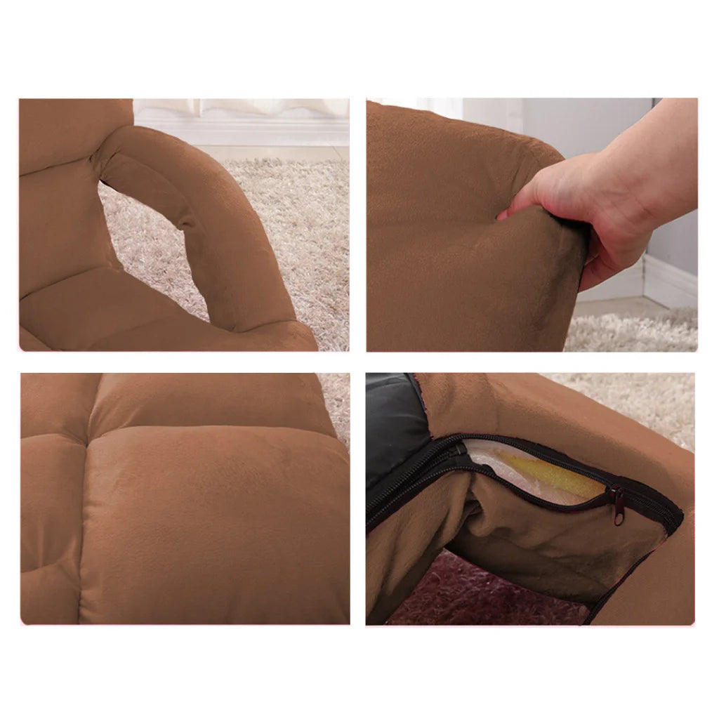 Recliner Chair 2X Foldable Lounge Cushion Adjustable Floor Lazy with Armrest Coffee