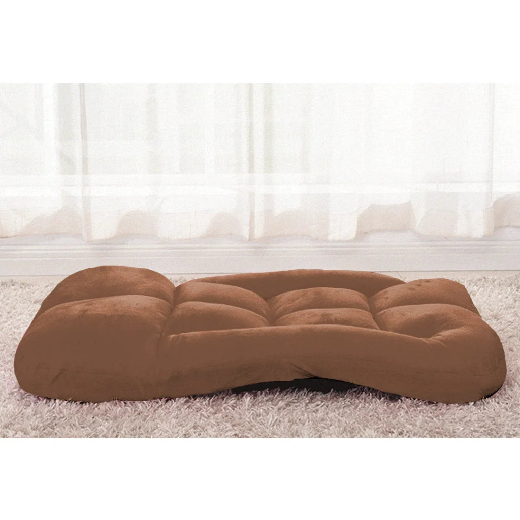 Recliner Chair 2X Foldable Lounge Cushion Adjustable Floor Lazy with Armrest Coffee