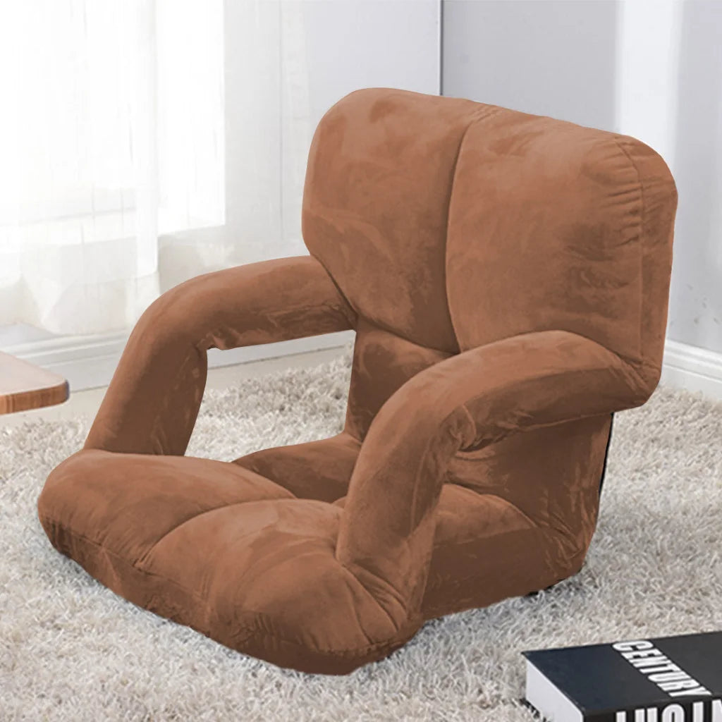 Recliner Chair 2X Foldable Lounge Cushion Adjustable Floor Lazy with Armrest Coffee
