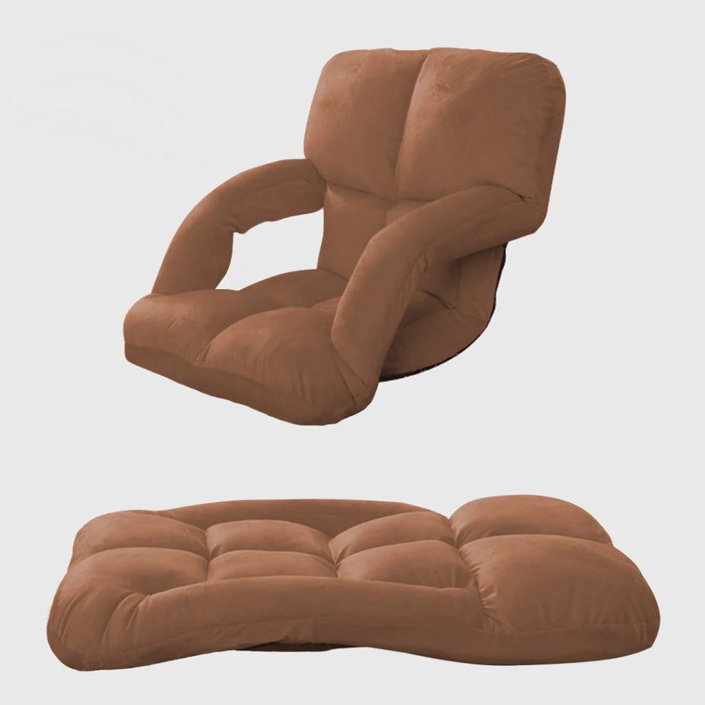 Recliner Chair 2X Foldable Lounge Cushion Adjustable Floor Lazy with Armrest Coffee