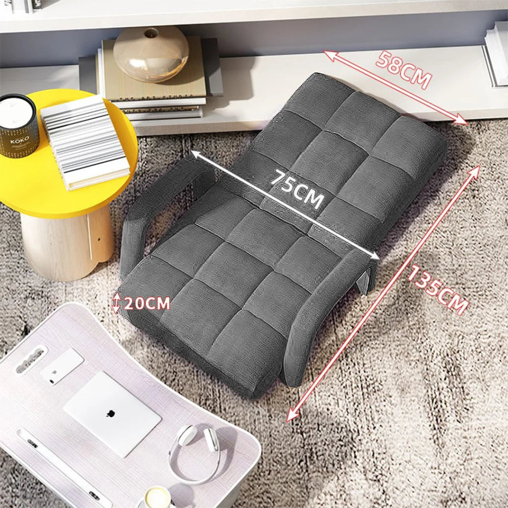 Recliner Chair 2X Foldable Lounge Cushion Adjustable Floor Lazy with Armrest Grey