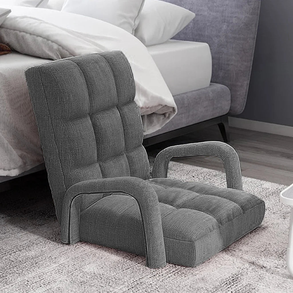 Recliner Chair 2X Foldable Lounge Cushion Adjustable Floor Lazy with Armrest Grey