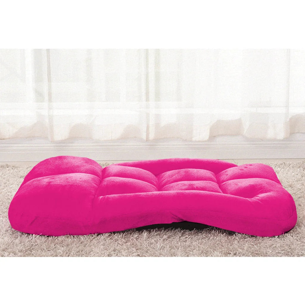 Recliner Chair 2X Foldable Lounge Cushion Adjustable Floor Lazy with Armrest Pink