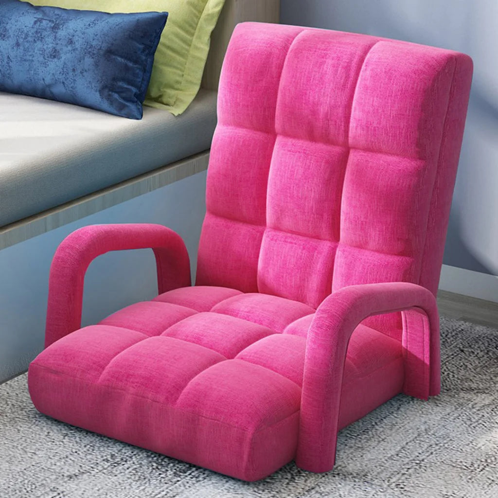 Recliner Chair 2X Foldable Lounge Cushion Adjustable Floor Lazy with Armrest Pink