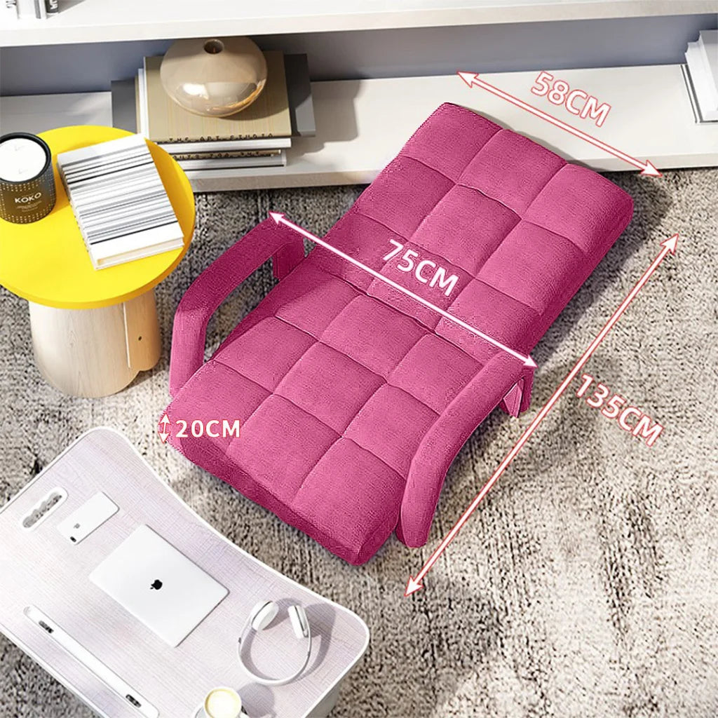 Recliner Chair 2X Foldable Lounge Cushion Adjustable Floor Lazy with Armrest Pink