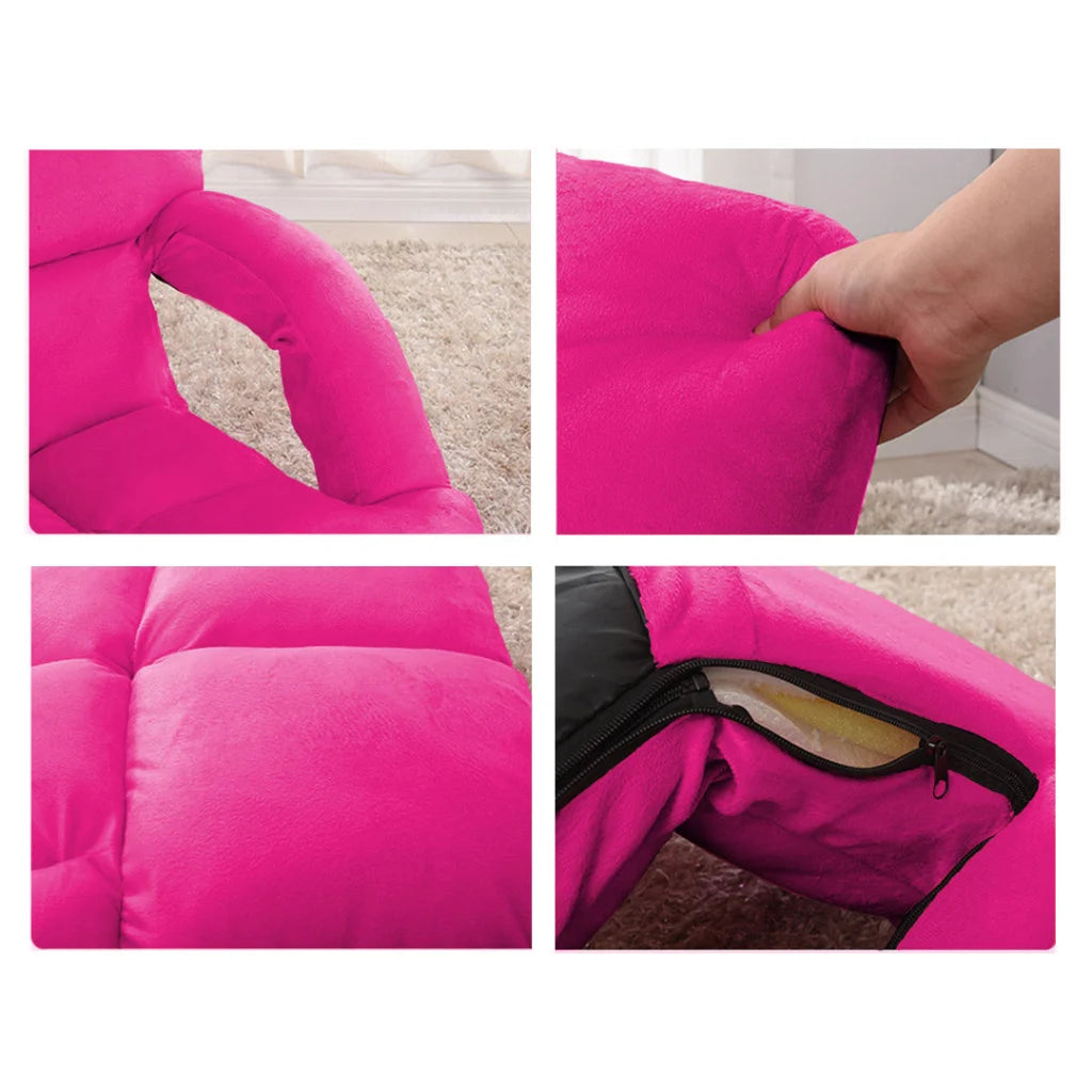Recliner Chair 2X Foldable Lounge Cushion Adjustable Floor Lazy with Armrest Pink