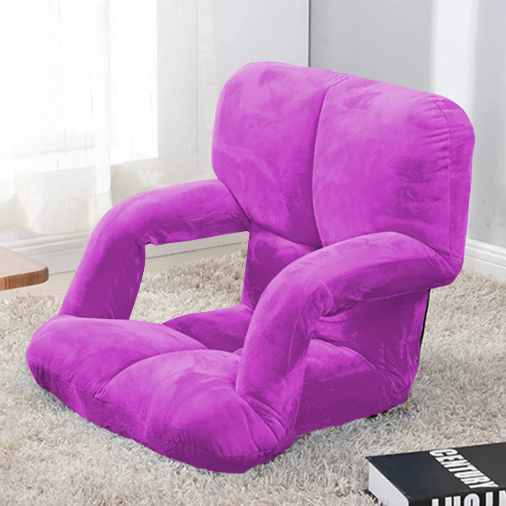 Recliner Chair 2X Foldable Lounge Cushion Adjustable Floor Lazy with Armrest Purple