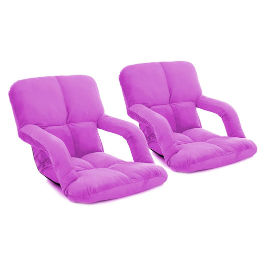 Recliner Chair 2X Foldable Lounge Cushion Adjustable Floor Lazy with Armrest Purple