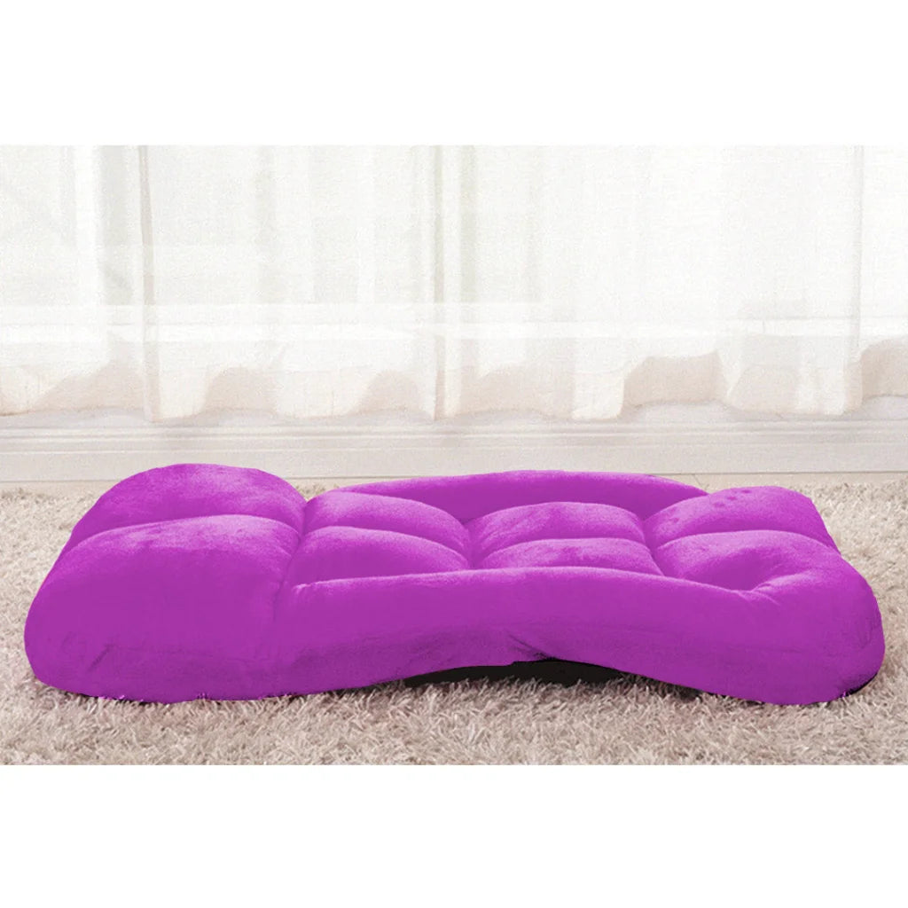 Recliner Chair 2X Foldable Lounge Cushion Adjustable Floor Lazy with Armrest Purple