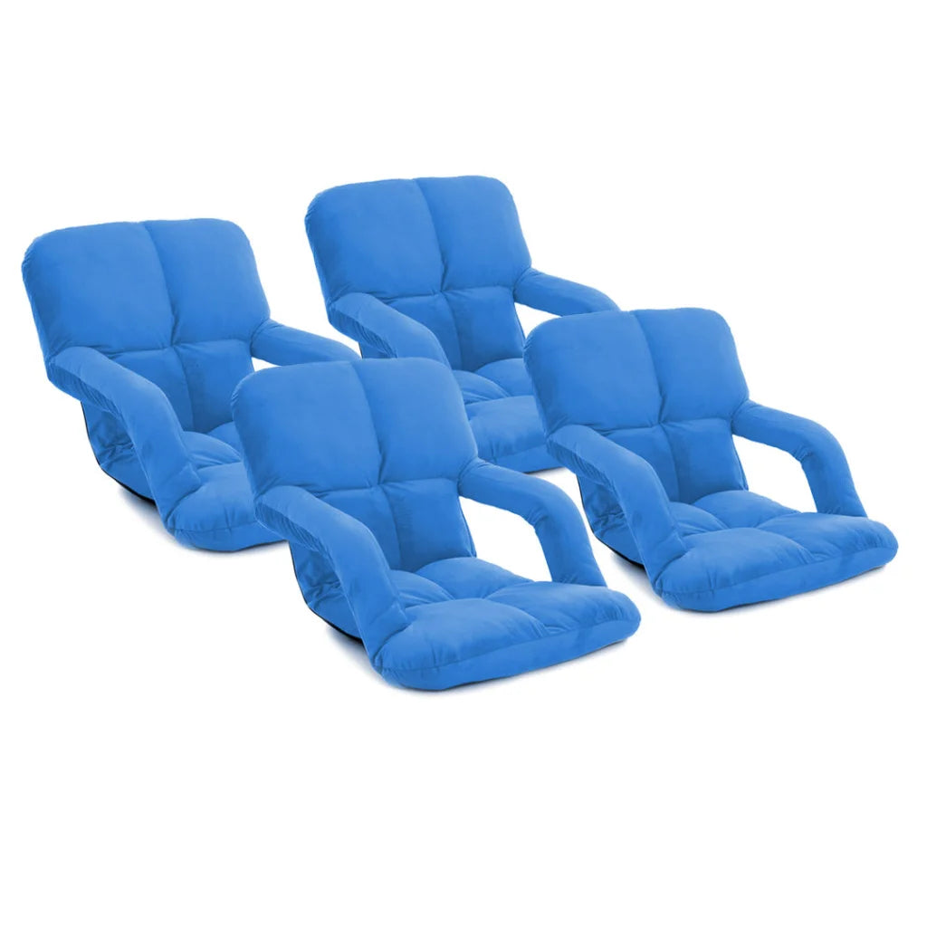 Recliner Chair 4X Foldable Lounge Cushion Adjustable Floor Lazy with Armrest Blue
