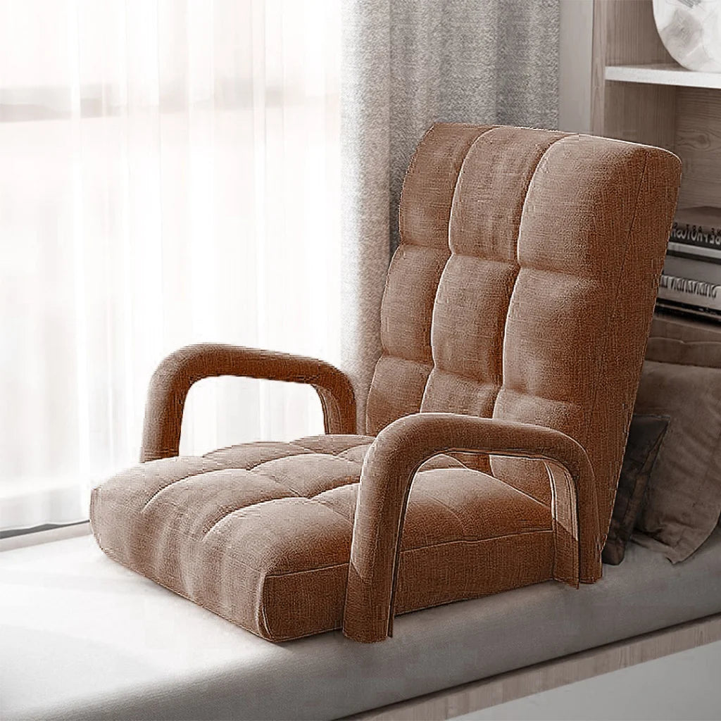 Recliner Chair 4X Foldable Lounge Cushion Adjustable Floor Lazy with Armrest Coffee