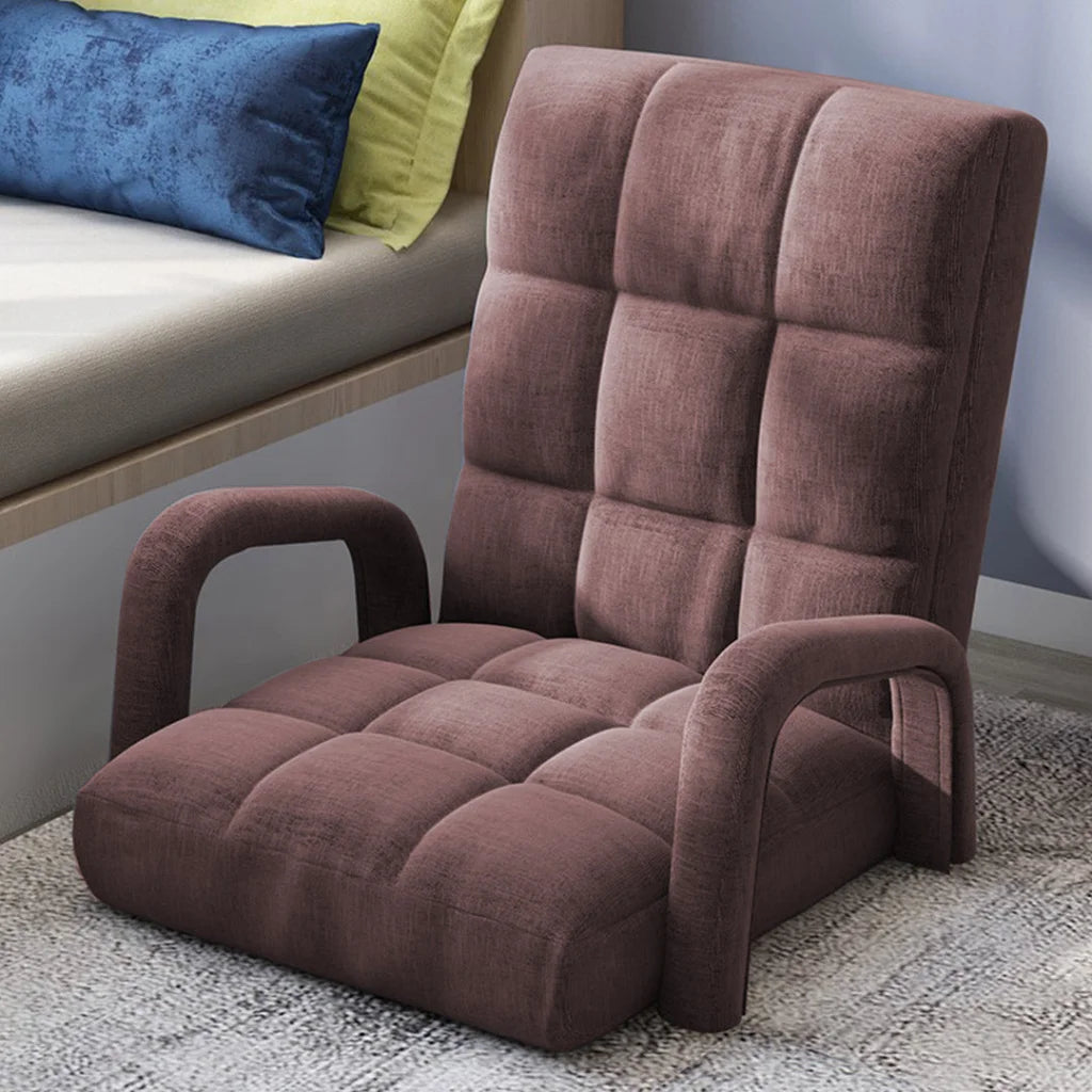 Recliner Chair 4X Foldable Lounge Cushion Adjustable Floor Lazy with Armrest Coffee