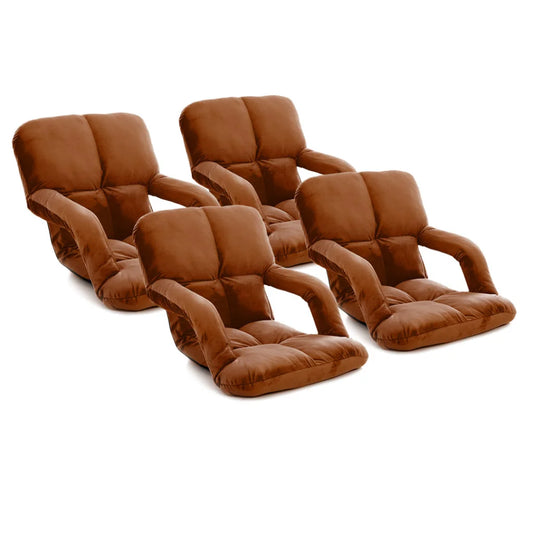 Recliner Chair 4X Foldable Lounge Cushion Adjustable Floor Lazy with Armrest Coffee