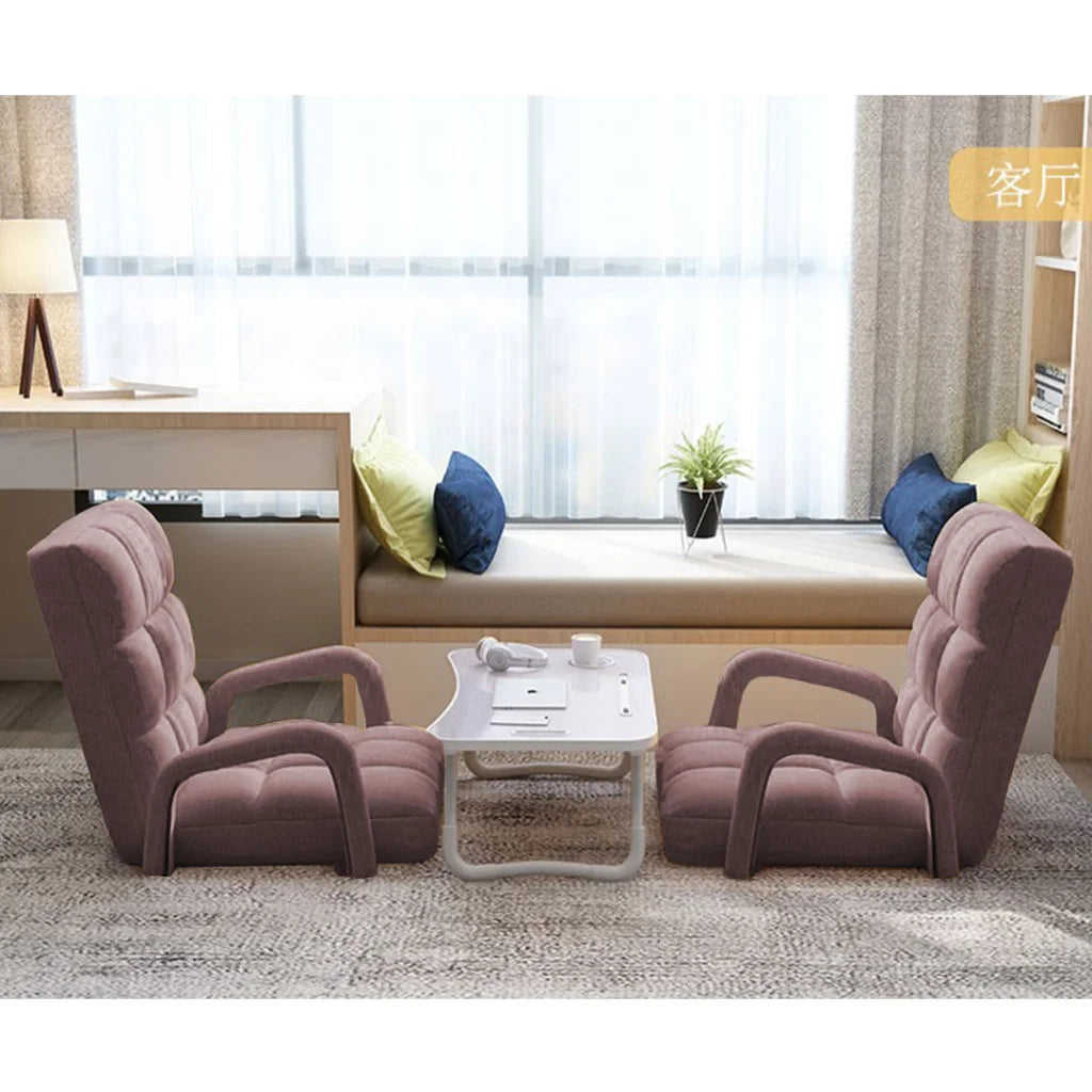 Recliner Chair 4X Foldable Lounge Cushion Adjustable Floor Lazy with Armrest Coffee