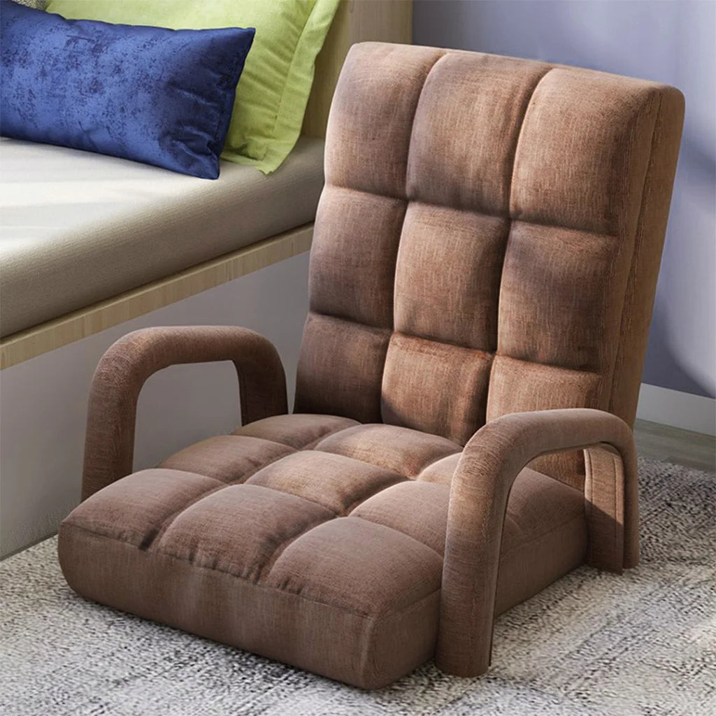 Recliner Chair 4X Foldable Lounge Cushion Adjustable Floor Lazy with Armrest Coffee