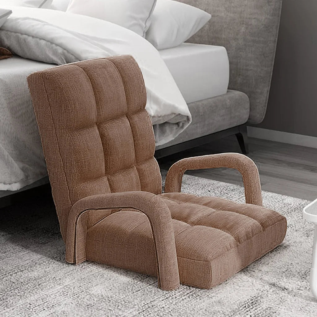 Recliner Chair 4X Foldable Lounge Cushion Adjustable Floor Lazy with Armrest Coffee