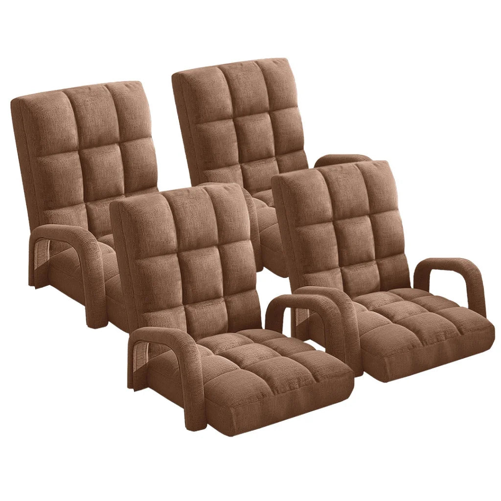 Recliner Chair 4X Foldable Lounge Cushion Adjustable Floor Lazy with Armrest Coffee