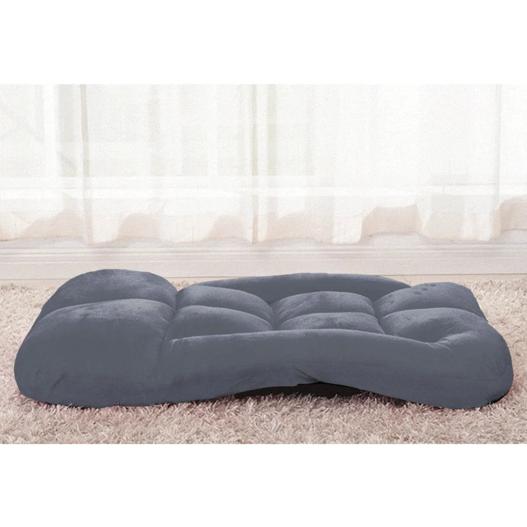 Recliner Chair 4X Foldable Lounge Cushion Adjustable Floor Lazy with Armrest Grey