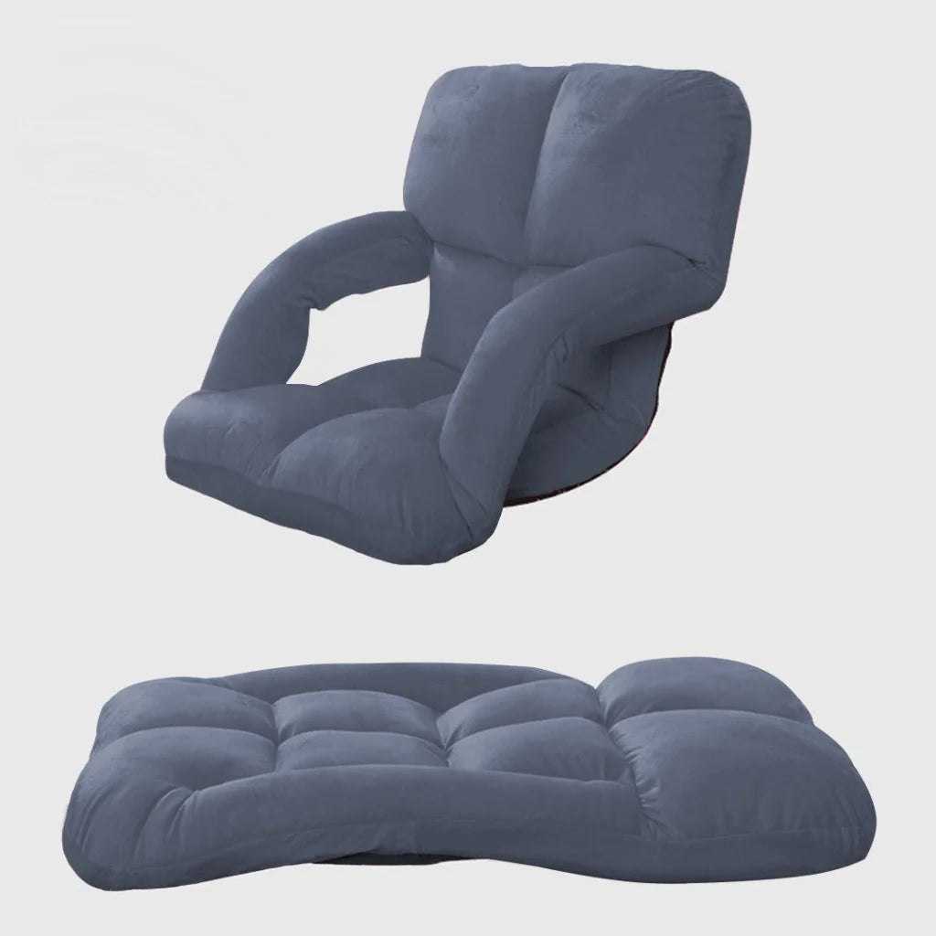 Recliner Chair 4X Foldable Lounge Cushion Adjustable Floor Lazy with Armrest Grey