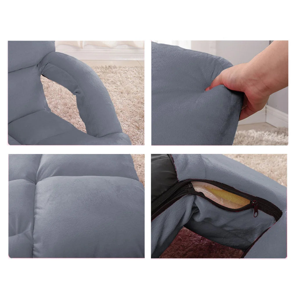 Recliner Chair 4X Foldable Lounge Cushion Adjustable Floor Lazy with Armrest Grey