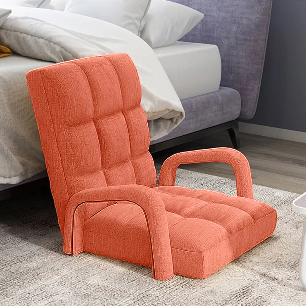 Recliner Chair 4X Foldable Lounge Cushion Adjustable Floor Lazy with Armrest Orange