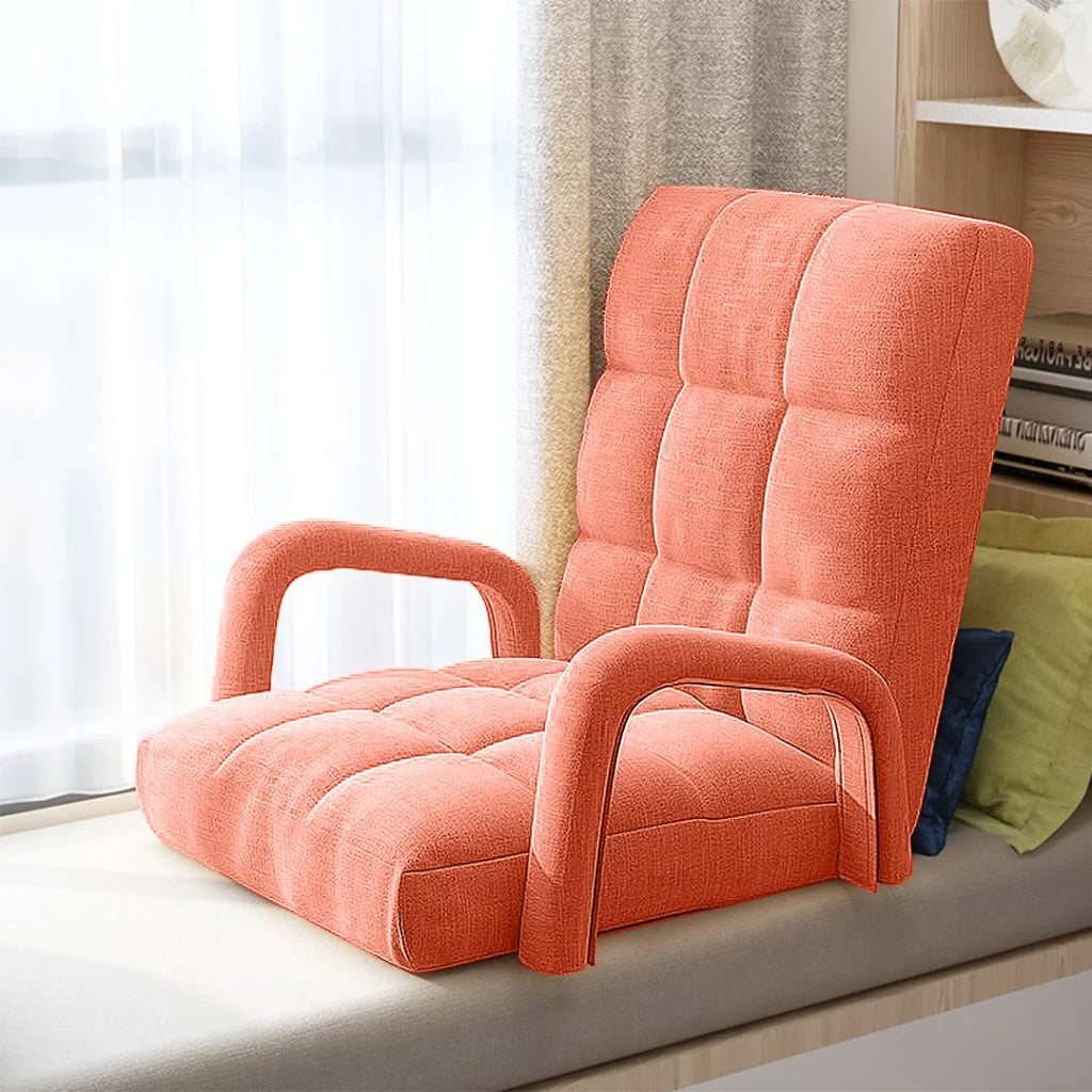 Recliner Chair 4X Foldable Lounge Cushion Adjustable Floor Lazy with Armrest Orange