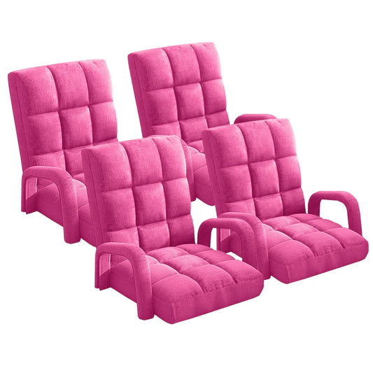 Recliner Chair 4X Foldable Lounge Cushion Adjustable Floor Lazy with Armrest Pink